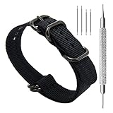 CIVO Heavy Duty G10 Zulu Military Watch Bands NATO Premium Ballistic Nylon Watch Strap 5 Black Rings with Stainless Steel Buckle 20mm 22mm 24mm (Black, 22mm)