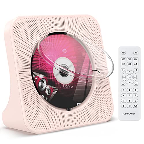 KOVCDVI CD Player mit Lautsprecher CD Players Bluetooth 5.0 CD-Player Desktop mit Fernbedienung Staubschutzhülle Bildschirm FM-Radio Timer USB-Wiederg