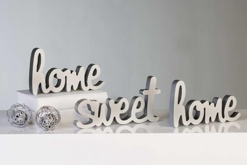 Casablanca Design 'Home Sweet Home' Lettering Wooden Set of 3, Silver