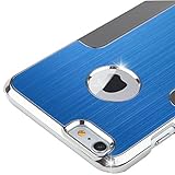 iPhone 6 Plus Case, ULAK Slim Fit Luxury Chrome Aluminum Coating Metal Case with for iPhone 6 (5.5-Inch) Hybrid Matte Hard Case with PC Bumper for iPhone 6 Plus (5.5) (2014)-Blue