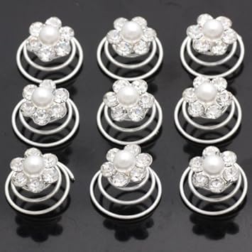 Buy Catalina Crystal Pearl Hair Twists Pack Of 12 Flower Bridal