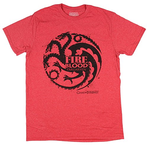 HBO S Game of Thrones Men s Fire and Blood Targaryen T-Shirt, Red, X-Large