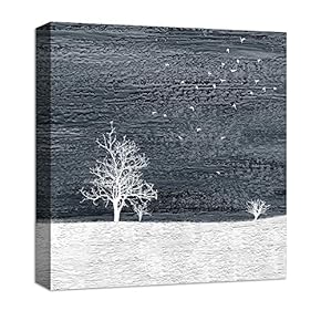 Canvas Wall Art Abstract Blackground Tree Pop-up Painting Artwork for Home Prints Framed - 12x12 inches