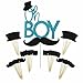 Shxstore Oh Boy Cake Topper Mustache Hat Bowtie Cupcake Picks For Baby Shower Birthday Party Decorations Supplies, 31 Counts