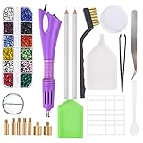 Hotfix Applicator Tools, DIY Hotfix Rhinestone Wand Setter Tool Kit with 7 Different Sizes Tips, 3 Size Hot-fix Rhinestones Crystal Gem Jewel and 10 Pieces Tools Rhinestone Applicator Wand Tools