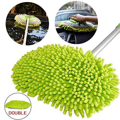 2 in 1 Chenille Microfiber Car Wash Mop Mitt With Long Handle,Car Wash Dust Brush Adjustable Length 24-46 Inch Brush Duster Paint Scratch Free Cleaning Tool Dust Collector Supplies for Washing Car - Thumbnail 7