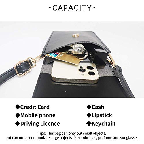 OSTKAKA Small Crossbody Phone Bag，Mobile Phone Bags for Women，Wristlet Wallet with Cell Phone Holder (B-Black)