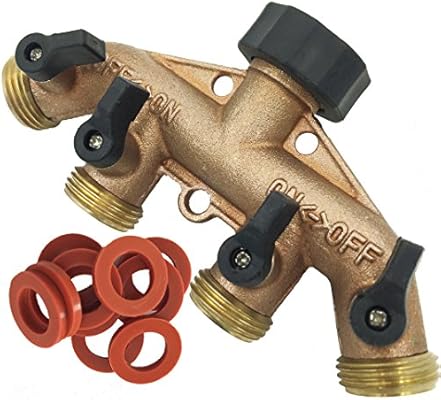 Amazon Com Sommerland Heavy Duty Brass 4 Way Garden Hose Shut Off Connector Brass Overmold 1pk Garden Outdoor