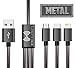The 1st and Only Metal Braided Multi USB Charging Cable 4 ft. by SYNC ELEMENTS 3 in 1 Lightning, Type C, Micro USB Charger for All Android, Samsung Galaxy S9/Note 8, iPhone X/8/ and More (Dark Gray)