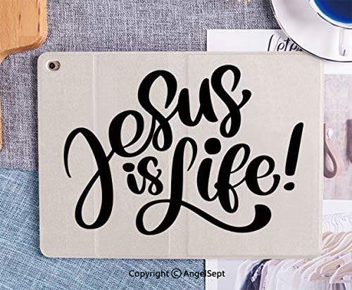 Printed Smart Case for iPad 9.7 2018/2017,Lightweight Smart Cover with Auto Sleep/Wake,Hard Back Cover for iPad 9.7 iPad 5th / 6th Generation,Hand Drawn Jesus Is Life Text Christian Typography,Letteri