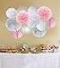 Party Decorations Furuix Pink Grey White Big Tissue Paper Pom Pom Honeycomb Ball for Bridal Shower Girls' Birthday Wedding Decoration Pink Baby Shower Room Decoration Party Favors