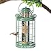 Collections Etc Springtime Hanging Bird Feeder, Vintage French Country-Inspired Green Design, 7 3/4" L x 7 3/4" W x 16 1/2" H, Green primary