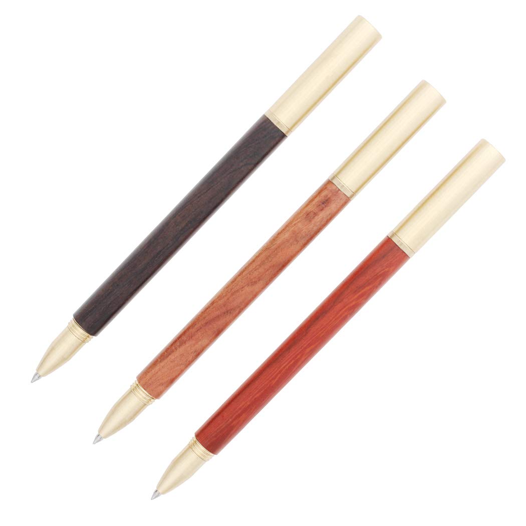 Gullor Natural Sandalwood Rollerball Pen, Nice Gift Pen - Set of 3