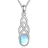 TIGER RIDER Celtic Knot Moonstone 925 Sterling Silver Necklace Pendant Jewelry Gift for Women Birthday Christmas