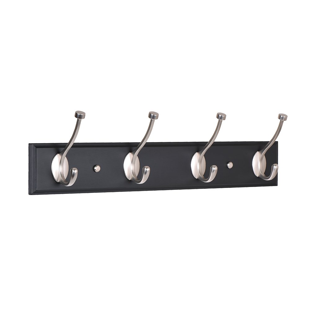 Ivilon Coat Rack Hook Rail Wall Mounted 4 Hooks Wide End Design