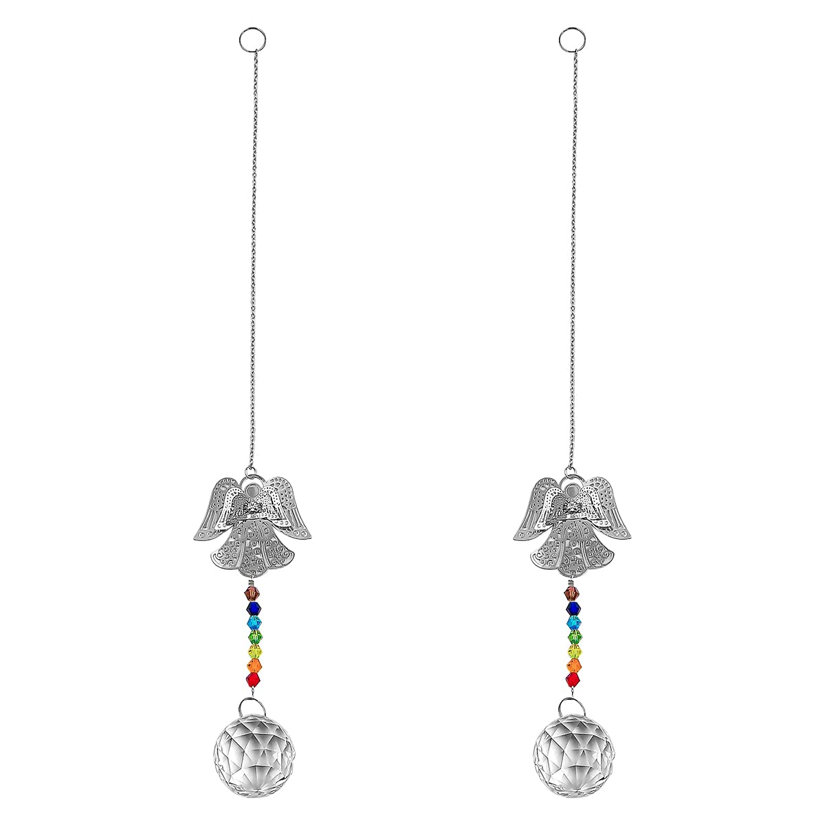 Alnicov 2 PCS Crystal Suncatchers with Guardian Angel Crystal Sun Catcher Pendant Rainbow Maker Window Hanging Crystal Balls For Home OfficeGarden Decoration