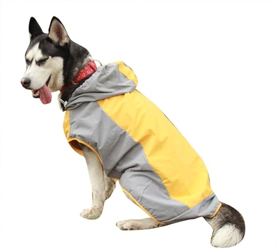 Amazon Co Jp ペット服 防水 ドッグウェア 猫服 犬服 洋服 T Shit Tシャツ Tangqi 両色 雨具 帽子付き 雨合羽 防風 反射板付き 愛犬 夏用 可愛い 安い 着脱便利 日焼け止め ワンちゃん 大型犬 雨の日 梅雨 雨天対策 L イエロー 服 ファッション小物