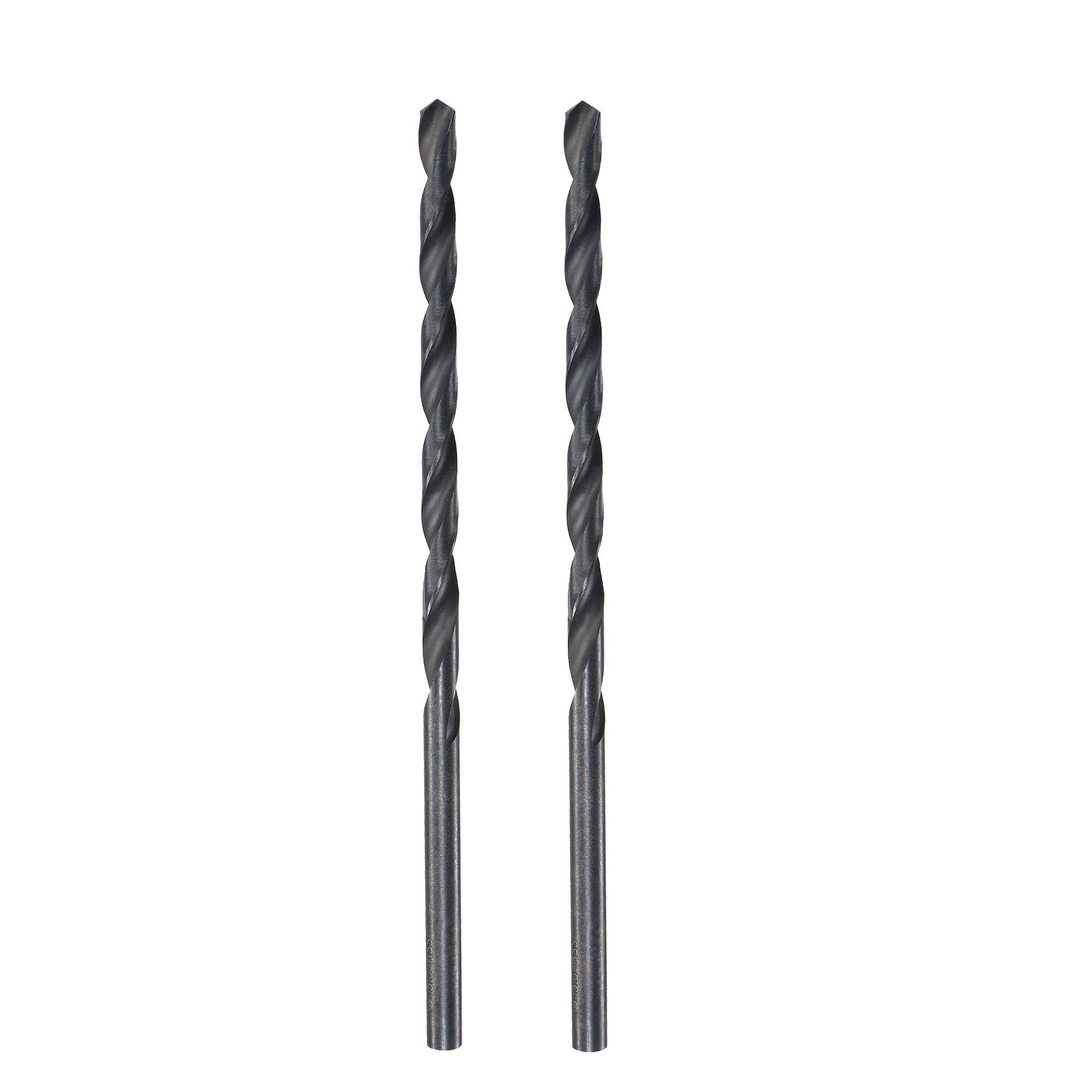 sourcing map High Speed Steel Lengthen Straight Shank Twist Drill Bit Fully Ground Black Oxide 5mm Drill Diameter 132mm Total Length 70mm Drill Bit Length 2 Pcs
