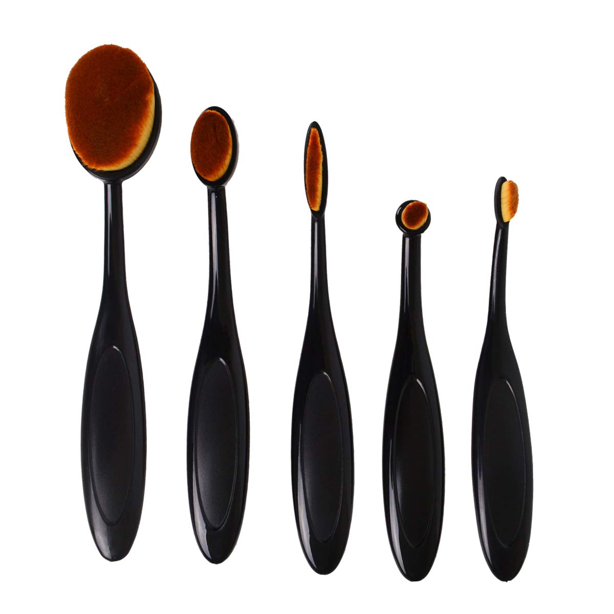 TECKE 5 Pcs Oval Makeup Brush Set Toothbrush Foundation Cream Concealer Cosmetics Tool