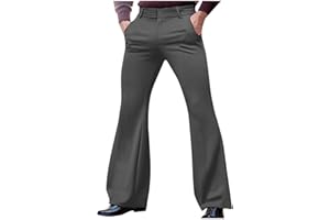 OIANGI 70s Disco Pants for Men Bell Bottom Dress Pants Stylish Dancing Stage Performance Flat Front Stretch Party Trousers