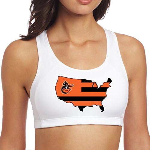 Women's Os Orange Birds Oreos BROAD STRIPES USA Racerback Yoga Sports Bra White