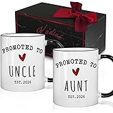 Kadiak Promoted to Aunt & Uncle 2026 Mugs Set, Pregnancy Announcement Mug Gifts, Pregnancy Reveal Announcement Mug Gifts, First Time Uncle & Aunt Gift, Baby Reveal Publicity Mugs Gift