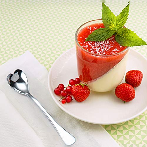 HISSF Heart Shaped Spoons, 18/10 Stainless Steel Spoon Set, Dessert Spoon, Ice Cream Spoons, Stirring Spoon for Tea, Cocktail, Sugar, Ice Cream, Christmas Cute Valentine's Day gift,Set of 4-6.7 Inches - Thumbnail 3