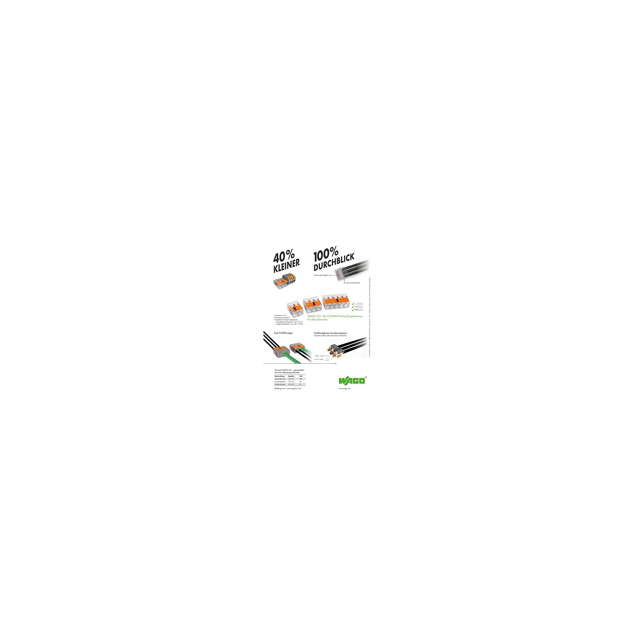 Wago Hendelverbindingsklem 5 x 0,2-4 mm², 10 stuks verpakking, BLV221415