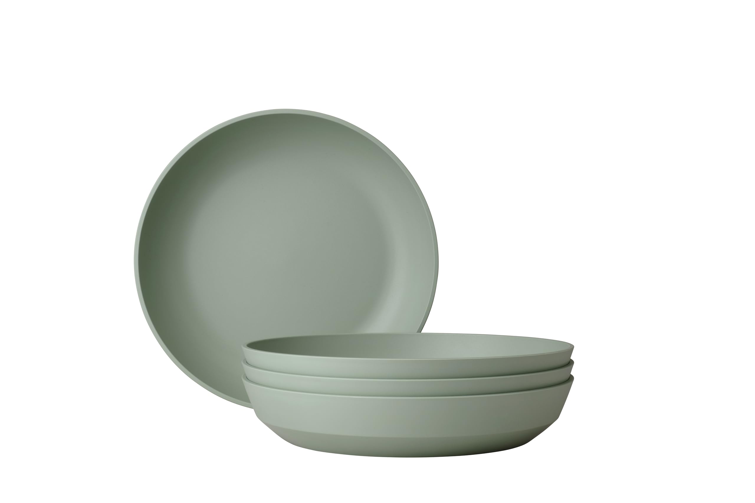 Mepal - Deep plate 4 pieces Silueta - Dishwasher & microwave resistant - Plastic plates - Dinner plates - Tableware - 21 cm - Nordic sage