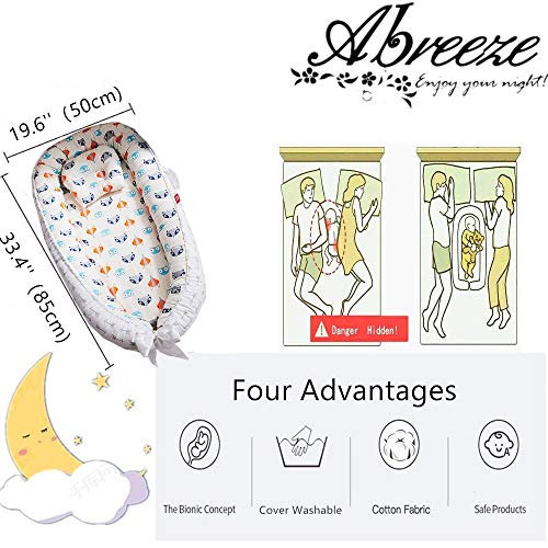 Abreeze Baby for Bed Forest Grey Baby Lounger Crib Pillow