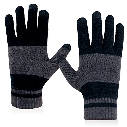 LETHMIK Winter Touchscreen Knit Gloves Mens Warm Wool Lining Texting