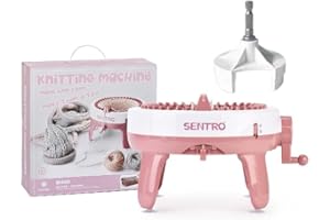 qooarker SENTRO Knitting Machine, 40 Needles Smart Weaving Loom Round Spinning Crochet Knitting Machines with Crank Handle Power Adapter with Hex Steel Bit for Automated Weaving