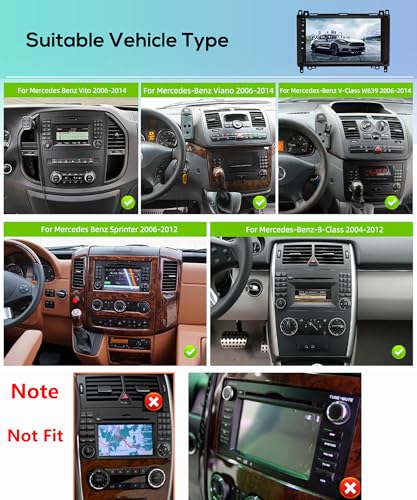 8 Core 4G+64G DAB+ Android Car Radio for Mercedes Benz A/B Class W169 W245 B200 W639 Vito Viano W906 Sprinter 9 Inch Car Radio with Wireless Carplay Android Car GPS Navi WiFi Bluetooth FM/RDS/DAB