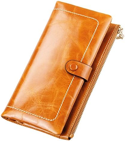 Aojiao Female Leather Card Holder Mini Wallet Clutch Ultra Slim Coin Purse Waterproof (Brown)