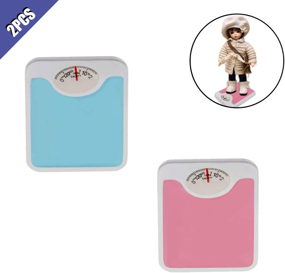 Ximimark Dollhouse Bathroom Home Decor Accessory Mini Simulation Weight Scale 1:12 Miniature Weight Balance Machine 2Pcs(Pink&Blue)