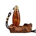 Snuff Bottle with Spoon Portable Necklace Vial Container Wood Ornament Drop shaped Pendant Arts and Crafts (Yellow)