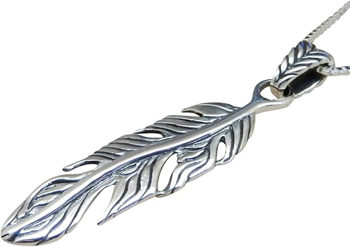 Amazon フェザーネックレス シルバーペンダント メンズネックレス メンズアクセサリー シルバーネックレス フェザーペンダント ベネチアンチェーン付き ネックレス ペンダント 通販