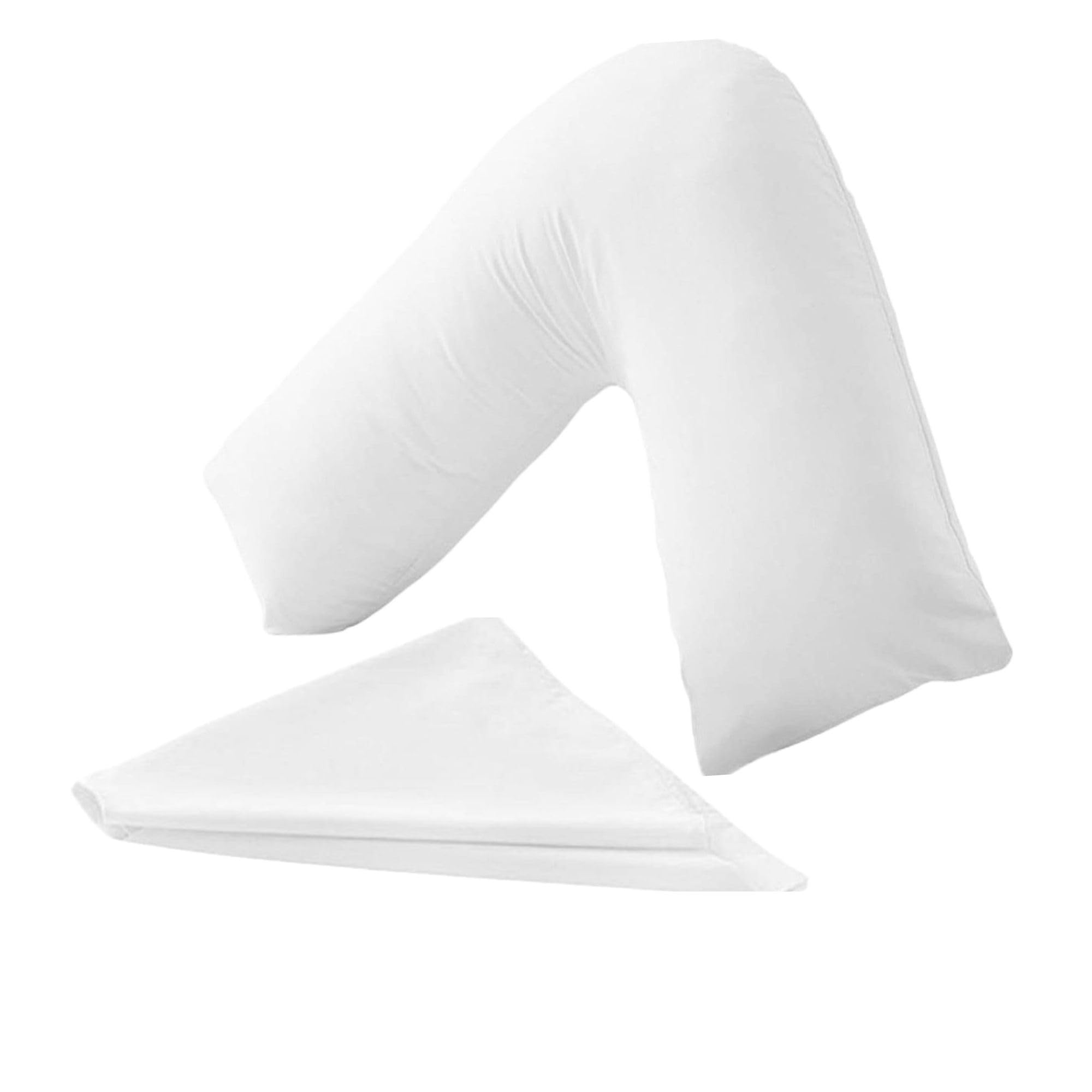 NURBAY V Shaped Pillowcase cover 100% Polycotton V pillow case cover - Neck & Back Support Orthopaedic Pregnancy Nursing V shape Pillow case cover only - Envelope Closure (White)