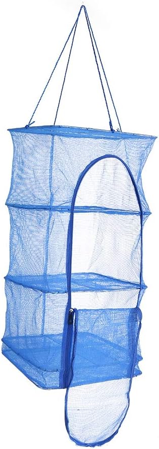 Demeras Hanging Dry Net 4 Layer Mesh Net Zipper Opening Dry Rack Net Camping Folding Net Blue - Image 3
