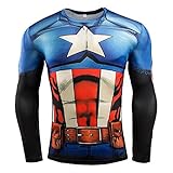 Cosfunmax Superhero Captain Team Leader Compression Shirt Sports Gym Ruining Base Layer