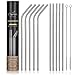 CAPRIER 10 Reusable Straws 10.5 inches Premium Set, Extra Long Stainless Steel Straws, Metal Straws for Yeti Tumbler, No Fading Color Dishwasher (10 Straws, 2 Brush, 1 Handmade Case, 1 Pouch) | Silver