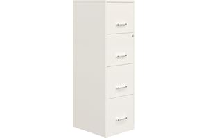 Space Solutions - 4 Drawer Fully Assembled Vertical Steel File Cabinet, Home & Small Office Use, Letter-Size, Locking, Pearl White