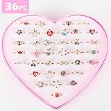 PinkSheep Pearl Rings for Girls , Princess Ring Set, Kids Pretty Rings 36PCS, Adjustable Rings for Toddler Girls