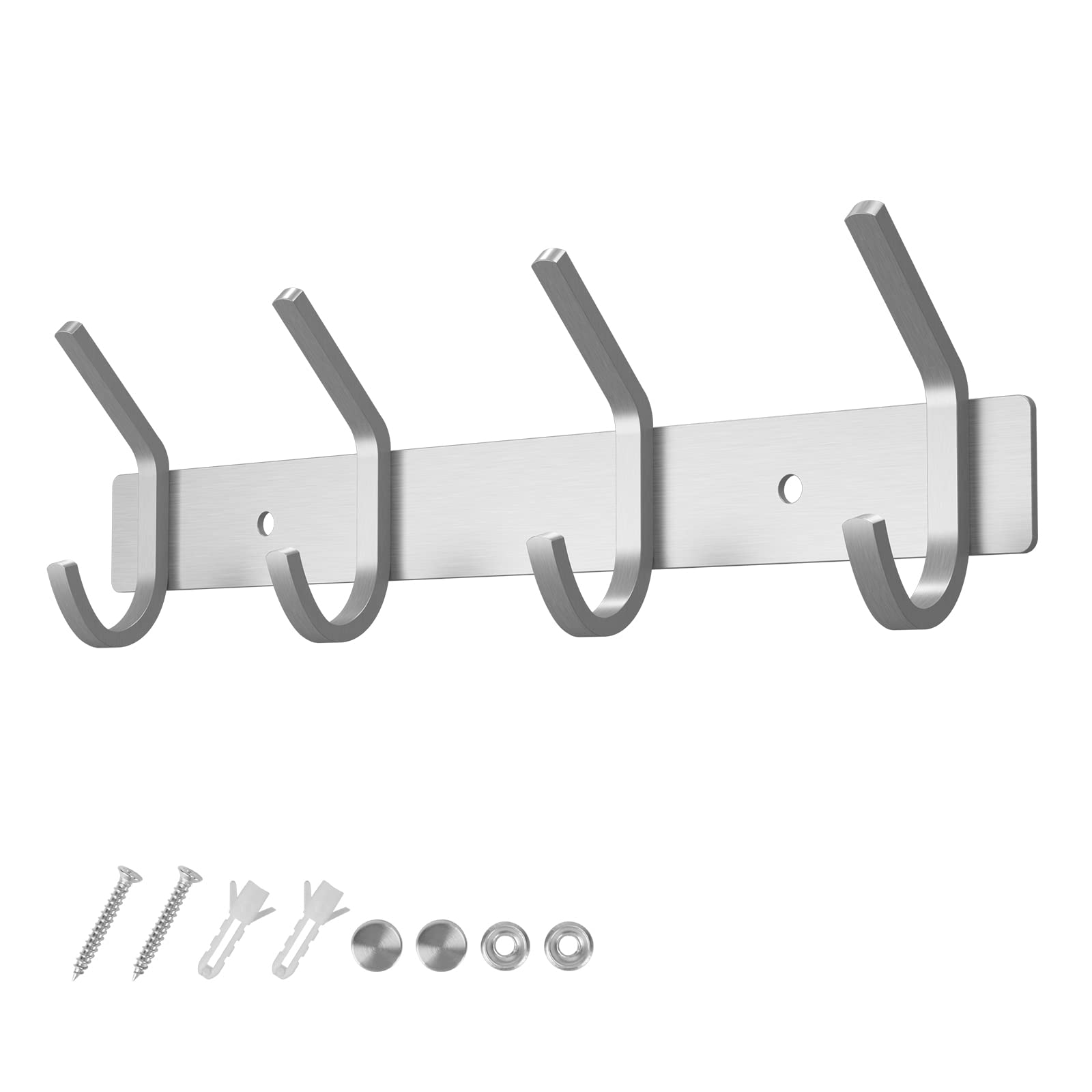 Dripex Coat Hook Rack Wall Mounted 304 Stainless Steel Hanger Heavy Duty Clothes Hat Holder (4 Hooks)
