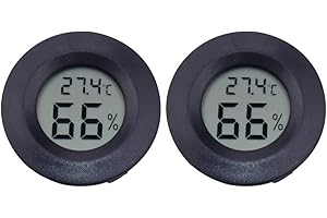 POPETPOP 2PCS Reptile and Hygrometer Round Humidity Meter for Lizard Spider Tortoise Terrarium Tank (Black)