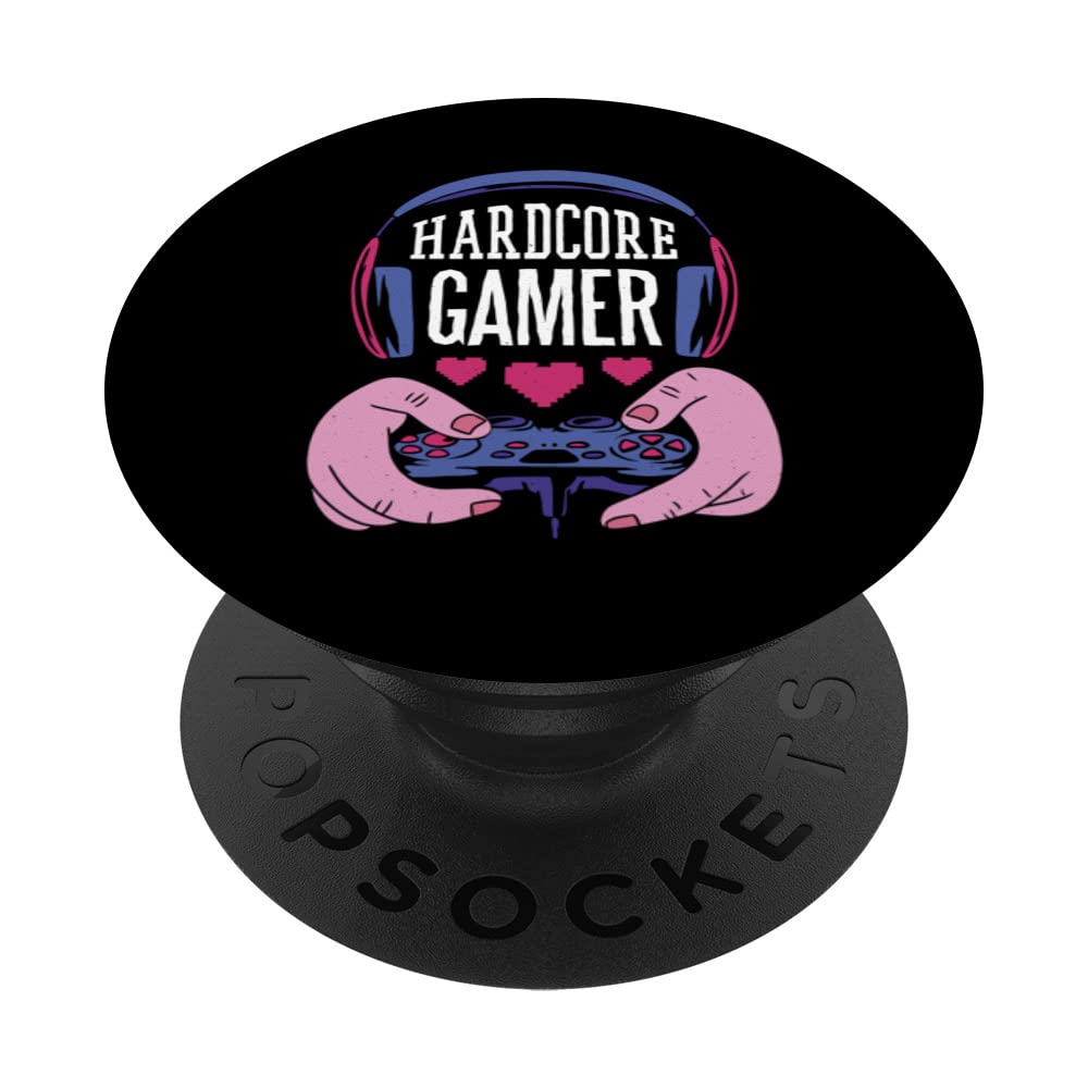 Hardcore Gamer Gaming Video Game Player Nerd Geek Gamer PopSockets Swappable PopGrip