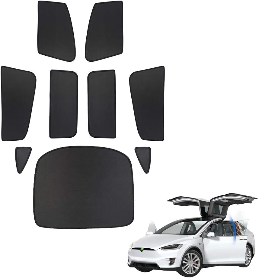 Photo 1 of FIILINES 9PCS Car Window Shades for Tesla Model X 2016-2025 car Sun Shade for Tesla X Accessories Side Rear Window Shade Cover Full Set Privacy Protection Keeps Car Cool Magnet Mesh