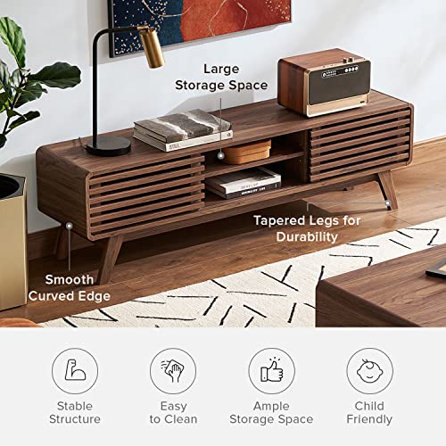 mopio Ensley Mid Century Modern - Soporte para TV de 55/60/65 pulgadas, soporte de TV de granja, centro de entretenimiento con espacio de almacenamiento, TV y consola multimedia para salón (nogal