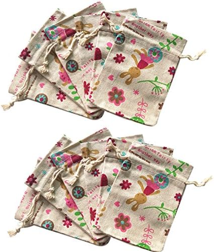 Ever Cute Rabbit Print Bunny Burlap Bag Wedding Candy Pouch Jewelry Sacks 12PCS-Rabbit