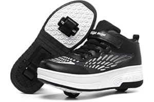 Happy Roller Roller Skate Shoes for Kids Girls & Boys, Shoes with Wheels for Ages 6-12, 2-in-1 Easy Roller Retractable Wheelies Moon Shoes for Little Kids/Big Kids